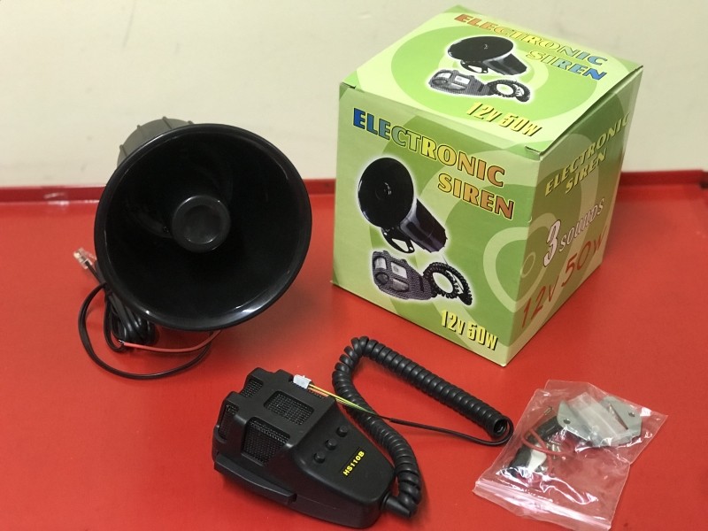 12v car siren horn 3 sounds(police; krak-krak;), with mic with remot control 50W, 12V