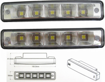 Daytime running lamp set, 5x1W LED, 12V